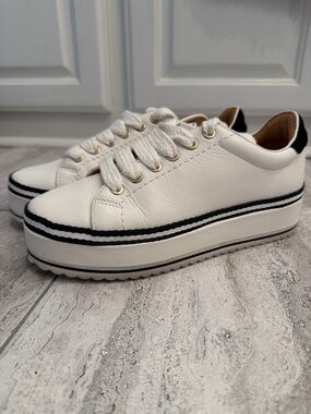 Joie White Platform Sneakers with Black Trim
